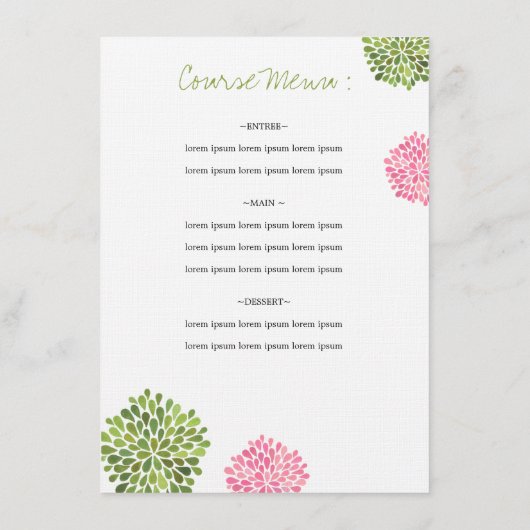 De Bloei van het Menu van de Kaart & van het (Achterkant)