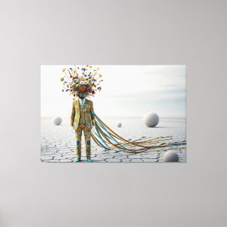De Bloeiende Geest: Surrealistische Bloemige Woest Canvas Afdruk