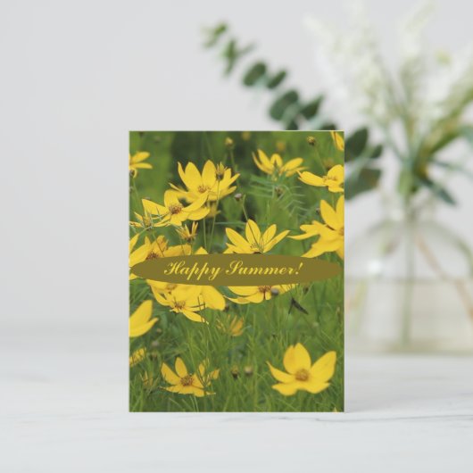 De bloeiende gele maaltijd briefkaart (Staand voorkant)