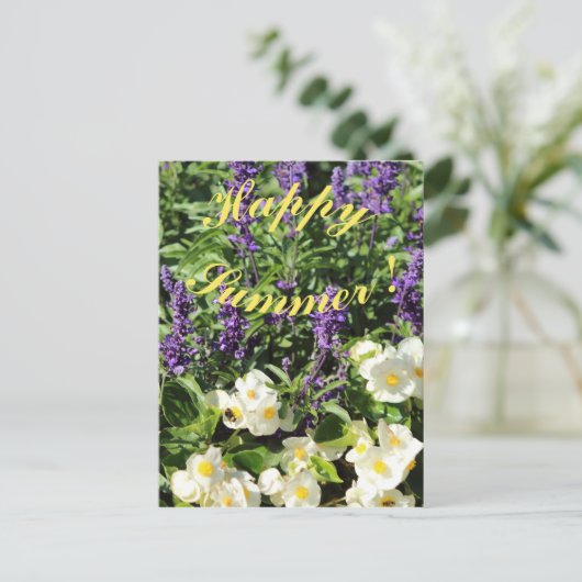 De bloeiende lavander en begonium briefkaart (Staand voorkant)