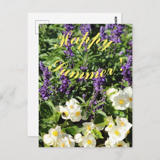 De bloeiende lavander en begonium briefkaart (Voorkant / Achterkant)