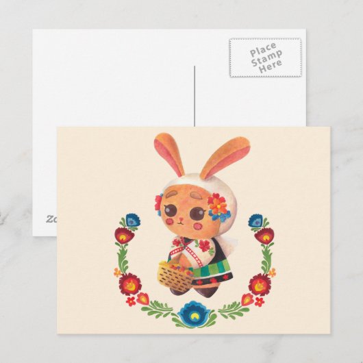 De bloeiende Poolse Bunny Briefkaart (Voorkant / Achterkant)
