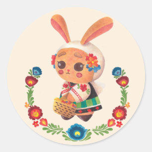 De bloeiende Poolse Bunny Ronde Sticker