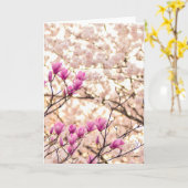 De bloeiende Roze Paarse Bloem van de Lente van Kaart (Gele Bloem)