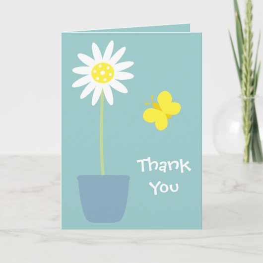 De bloem & de vlinder danken u kaarden bedankkaart (Voorkant)