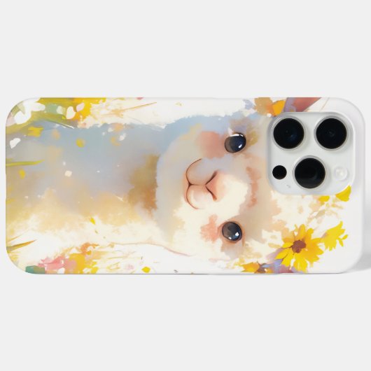 De bloem kroonde alpaca Case-Mate iPhone case (Achterkant (horizontaal))