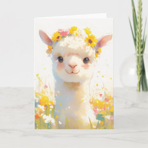De bloem kroonde alpaca kaart