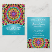 De Bloem Mandala van de energie - mollig blauw Visitekaartje (Voorkant / Achterkant)