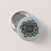 De bloem van de krabbel ronde button 3,2 cm (Voorkant /achterkant)