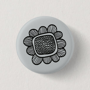 De bloem van de krabbel ronde button 3,2 cm