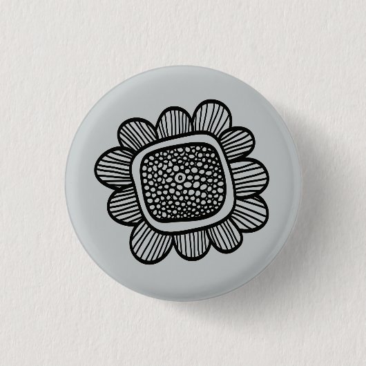 De bloem van de krabbel ronde button 3,2 cm (Voorkant)