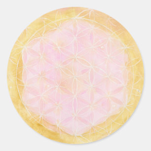 De Bloem van het Leven -Roze & Goud- Sticker