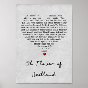 De bloem van Scotland Grey Heart Song Lyric Print