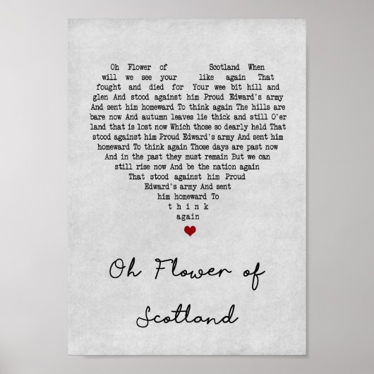 De bloem van Scotland Grey Heart Song Lyric Print (Voorkant)