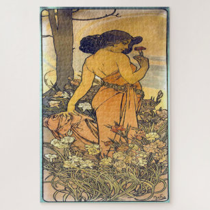 De bloemen - Anjer: Art Nouveau door Mucha Ed.2 Legpuzzel