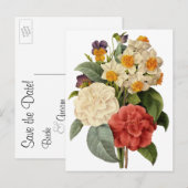 De  Bloemen door Pierre Redoute, sparen de Datum Aankondigingskaart (Voorkant / Achterkant)