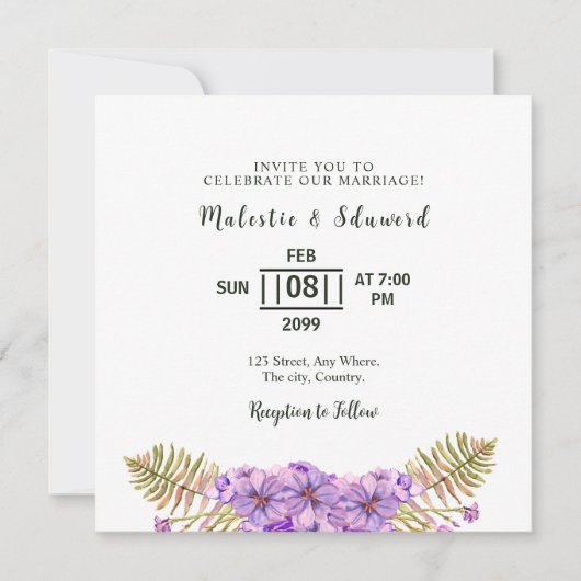 De bloemen en nodigen de Ontwerpmalplaatje van de  Kaart (Voorkant)