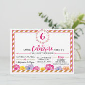 De bloemen Gestreepte Uitnodiging van de Partij (Staand voorkant)