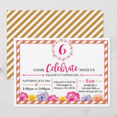 De bloemen Gestreepte Uitnodiging van de Partij (Voorkant / Achterkant)