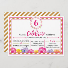 De bloemen Gestreepte Uitnodiging van de Partij