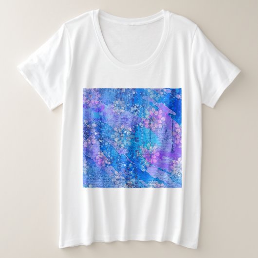 De bloemen groeien in Sapphire Pond Grote Maat T-shirt (Design voorkant)
