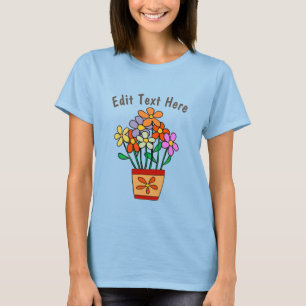 De bloemen in Pit, voegen tekst toe T-shirt