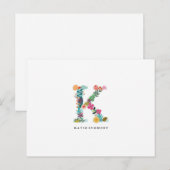 De bloemen Kaart van het Monogram van de Brief (Voorkant / Achterkant)