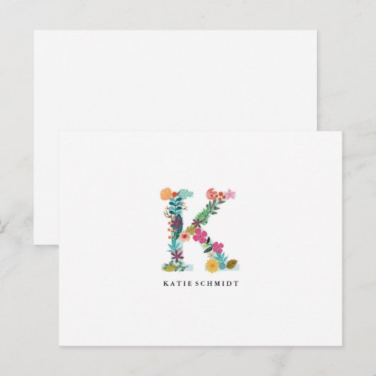 De bloemen Kaart van het Monogram van de Brief (Voorkant / Achterkant)