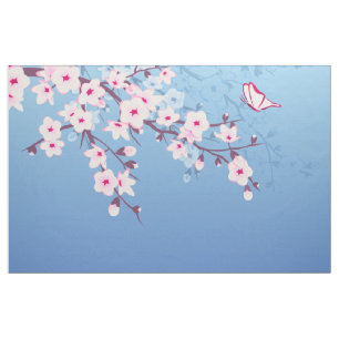 De bloemen Kers komt Roze Blauw tot bloei Stof