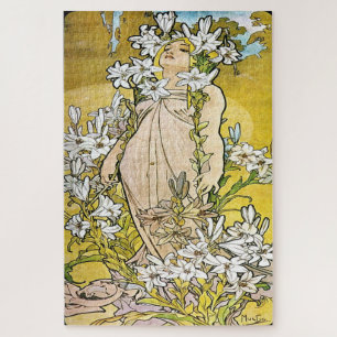 De bloemen - Lily: Een Art Nouveau door Mucha Legpuzzel