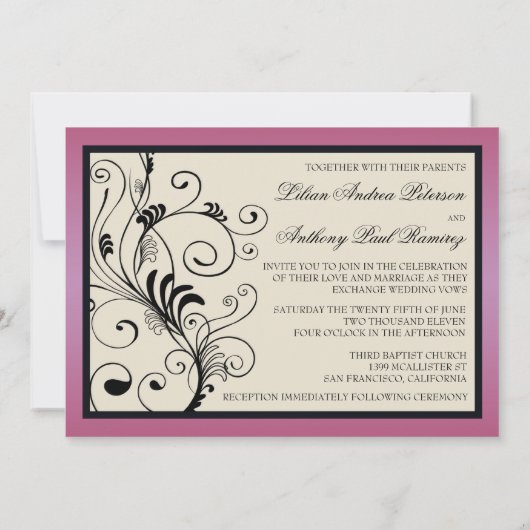 De bloemen Uitnodiging van het Huwelijk van (Achterkant)