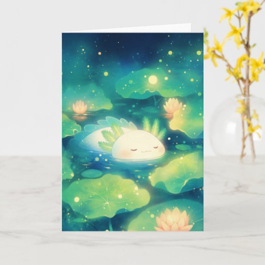 De bloemen van Axolotl Kaart (Gele Bloem)