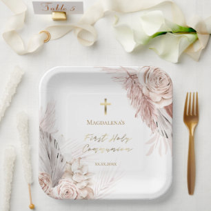 De bloemen van de eerste Heilige Communie Papieren Bordje