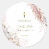 De bloemen van de eerste Heilige Communie Ronde Sticker (Voorkant)