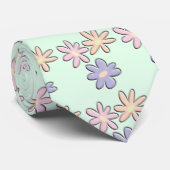 De Bloemen van de pastelkleur op Groene Munt Stropdas (Opgerold)