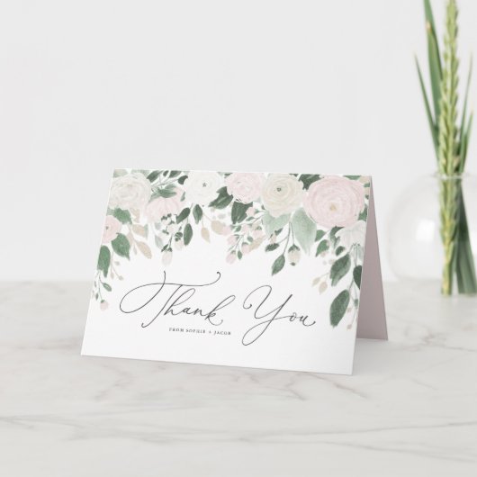 De Bloemen van de Pastelkleur van de waterverf met Bedankkaart (Voorkant)