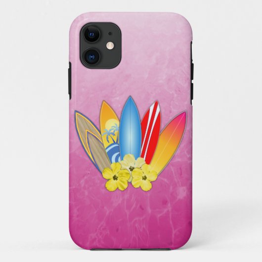 De Bloemen van de surfplank en van de Hibiscus Case-Mate iPhone Case (Achterkant)