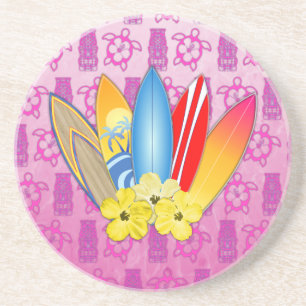 De Bloemen van de surfplank en van de Hibiscus Zandsteen Onderzetter