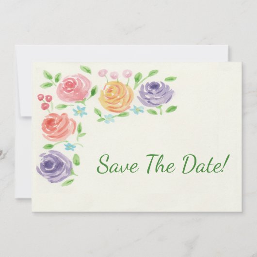 De bloemen van de waterverf sparen de Datum Save The Date (Voorkant)