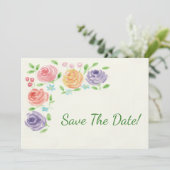 De bloemen van de waterverf sparen de Datum Save The Date (Staand voorkant)