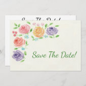 De bloemen van de waterverf sparen de Datum Save The Date (Voorkant / Achterkant)
