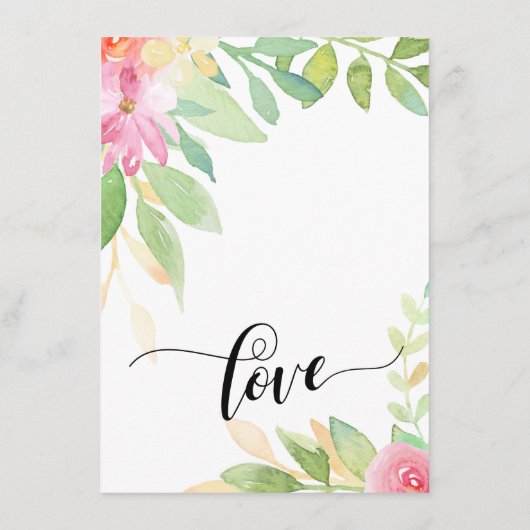 De Bloemen van de Waterverf van Info van het huwel Informatiekaartje (Achterkant)