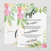 De Bloemen van de Waterverf van Info van het huwel Informatiekaartje (Voorkant / Achterkant)