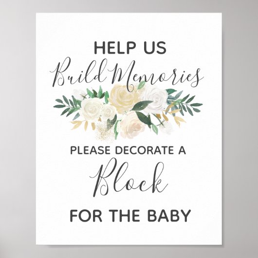 De Bloemen van het baby shower bouwen een Teken va Poster (Voorkant)