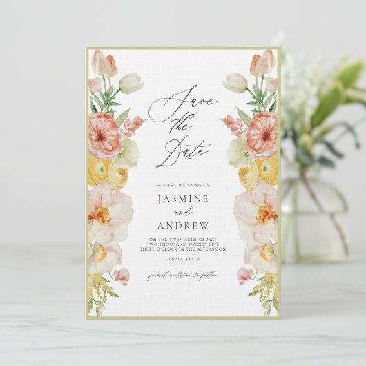 De Bloemen van het deeg in Blush en Perk sparen de Kaart (Staand voorkant)