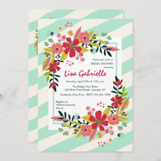 De Bloemen van het hallo van de Uitnodiging van (Voorkant / Achterkant)