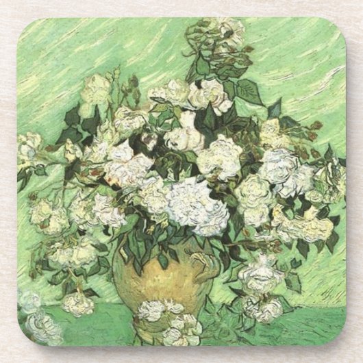 De bloemen van Van Gogh in de vaas Bier Onderzetter (Voorkant)