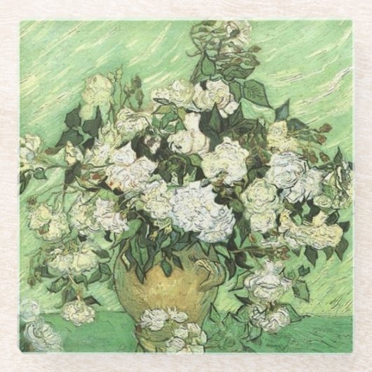De bloemen van Van Gogh in de vaas Glazen Onderzetter (Voorkant)