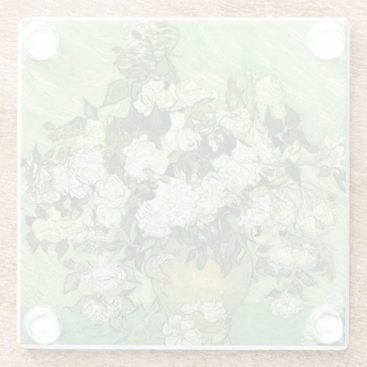 De bloemen van Van Gogh in de vaas Glazen Onderzetter (Achterkant)