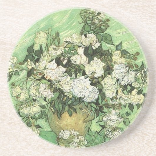 De bloemen van Van Gogh in de vaas Zandsteen Onderzetter (Voorkant)